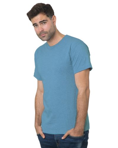man wearing Carolina blue T-shirt