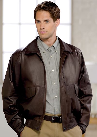 man wearing brown leather bomber jacket