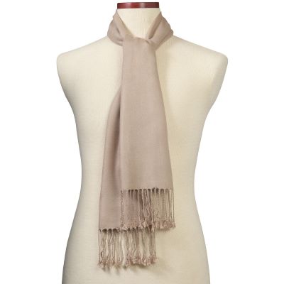bamboo scarf muffler with fringe neutral camel beige