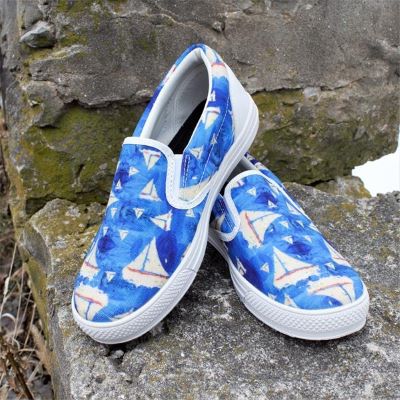 custom printed canvas slip-on sneakers