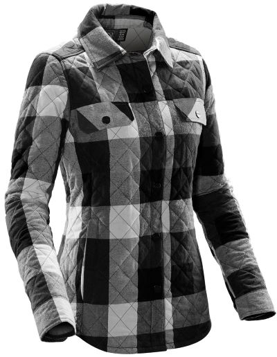 quilted plaid ladies shacket black and white plaid