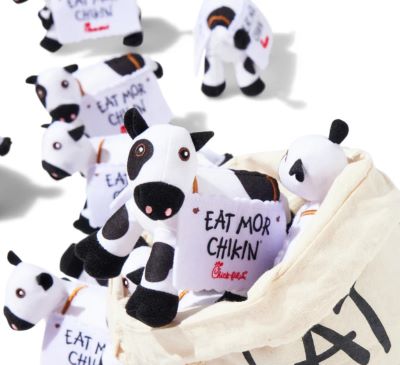 plush stuffed cows with Chick-fil-A logo