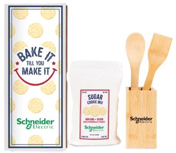 sugar cookie baking mix gift set with dry cookie mix and bamboo utensils