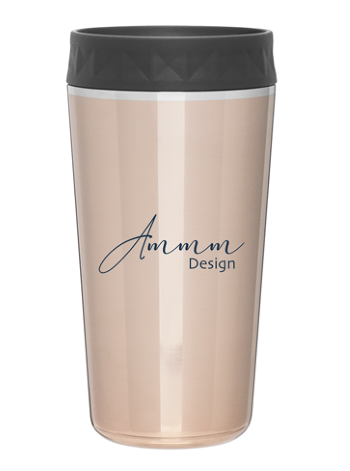 shiny reusable tumbler with lid and logo