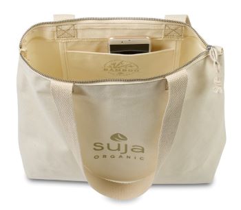 natural bamboo tote bag with zipper