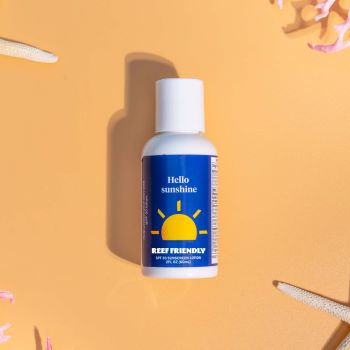 travel-size sunscreen bottle with custom label