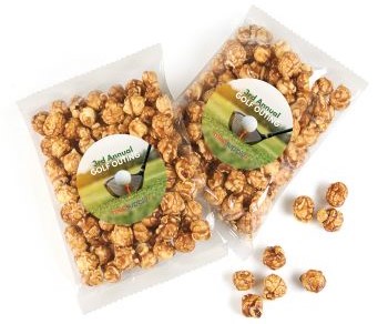 caramel corn snack bags with custom labels