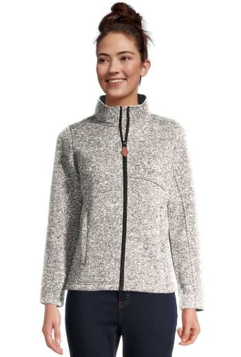 woman wearing full-zip fleece jacket
