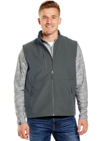 man wearing gray full-zip vest