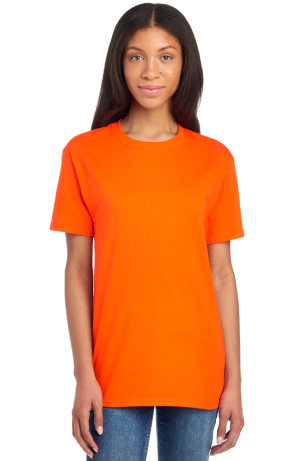woman wearing orange T-shirt