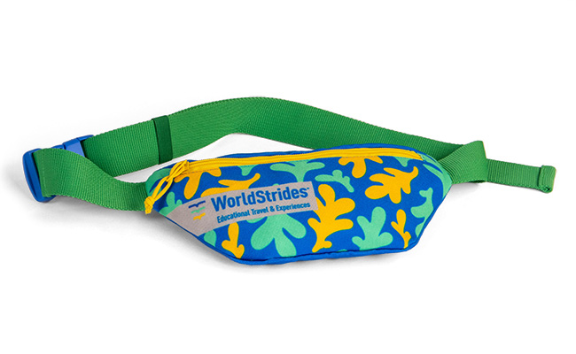 custom printed fanny pack made of recycled water bottles
