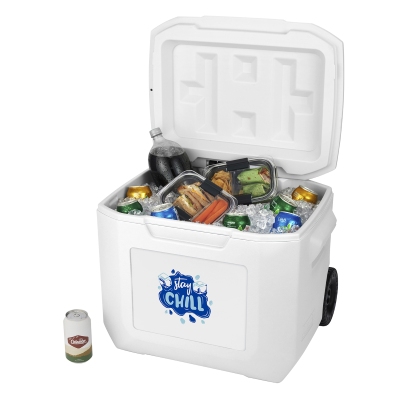 custom branded cooler with wheels