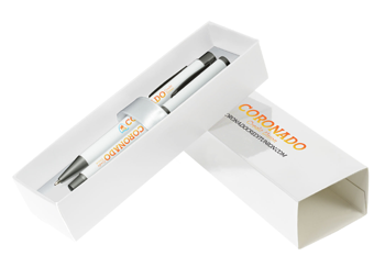 two branded pens in white gift box - Bowie Softy Ballpoint & Rollerball Gift Set