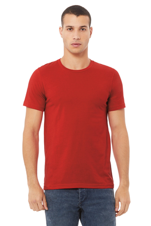 man wearing red T-shirt