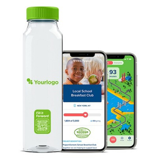 BPA-free plastic bottle with Cupanion QR code to track reuse