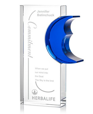 crystal award with blue moon detail