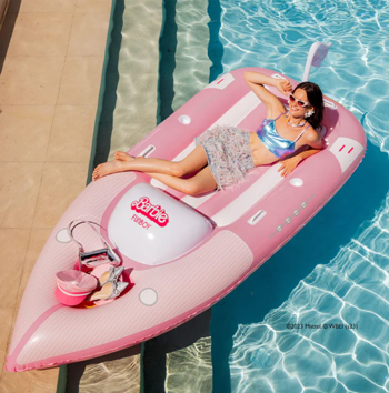 Barbie pink speedboat pool float