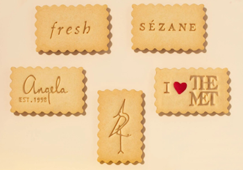 shortbread cookies stamped with custom messaging