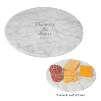 round white marble cutting board with custom engraving