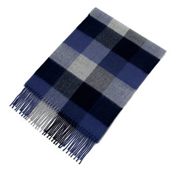 blue plaid alpaca scarf