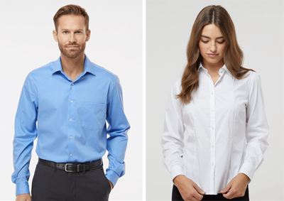 classic oxford button-down dress shirts - Van Heusen - blue and white