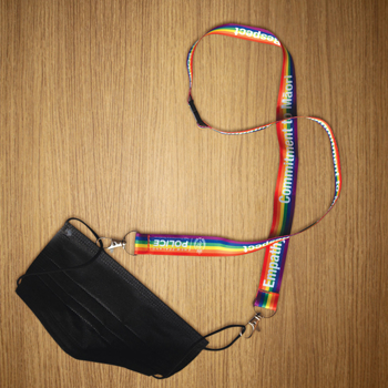 Sublimated Mask Lanyard with clips at each end to fasten onto mask