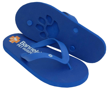 custom flip-flops with recessed logo in sole