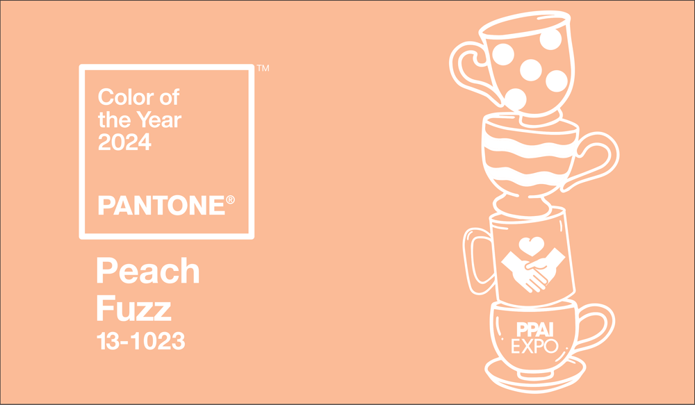 PPAI Expo tote bag design for Pantone Color of the Year 2024 Peach Fuzz
