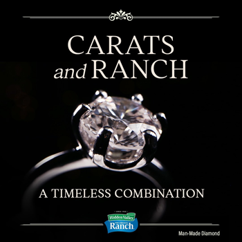 Hidden Valley "Carats and Ranch" promo image with diamond ring on black background