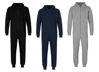 3 adult fleece zippered jumpsuits with hoodies